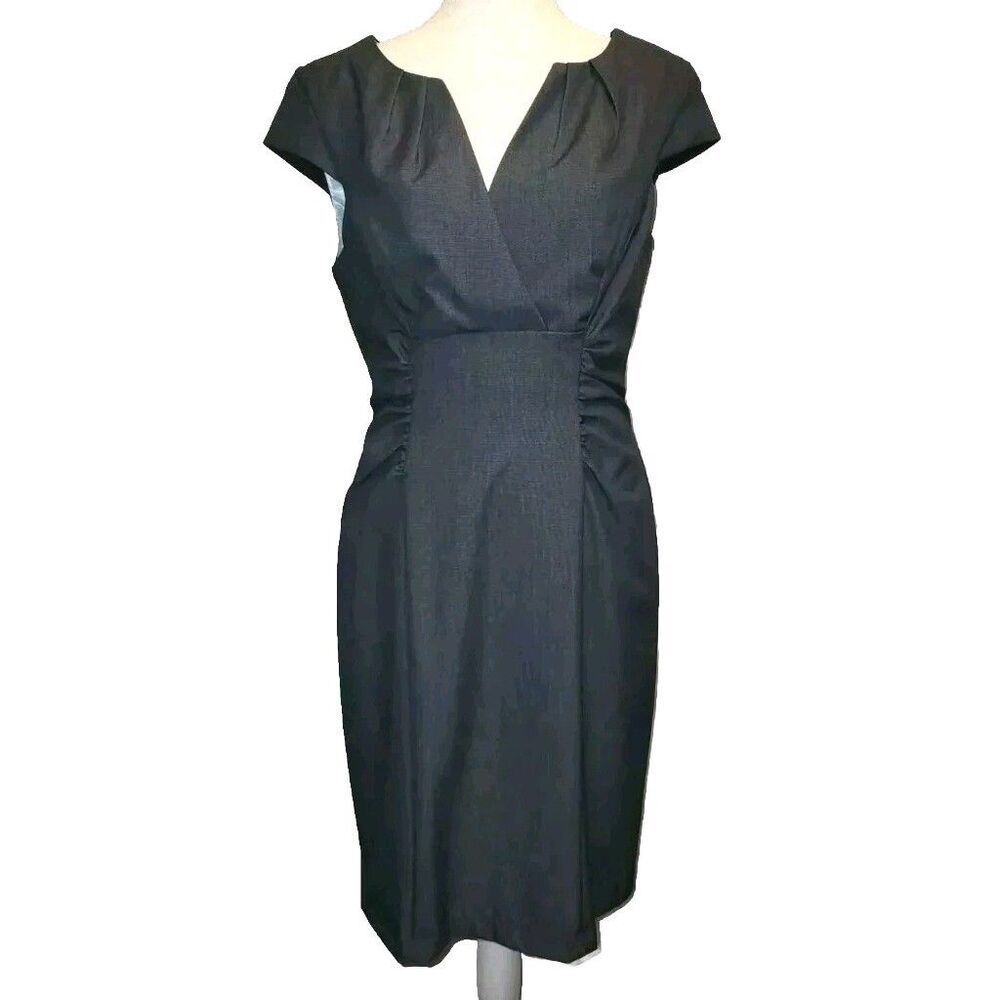 NWT Sheath Dress Size 8 Cap Sleeve Dark Denim Look Stretch Career Cocktail